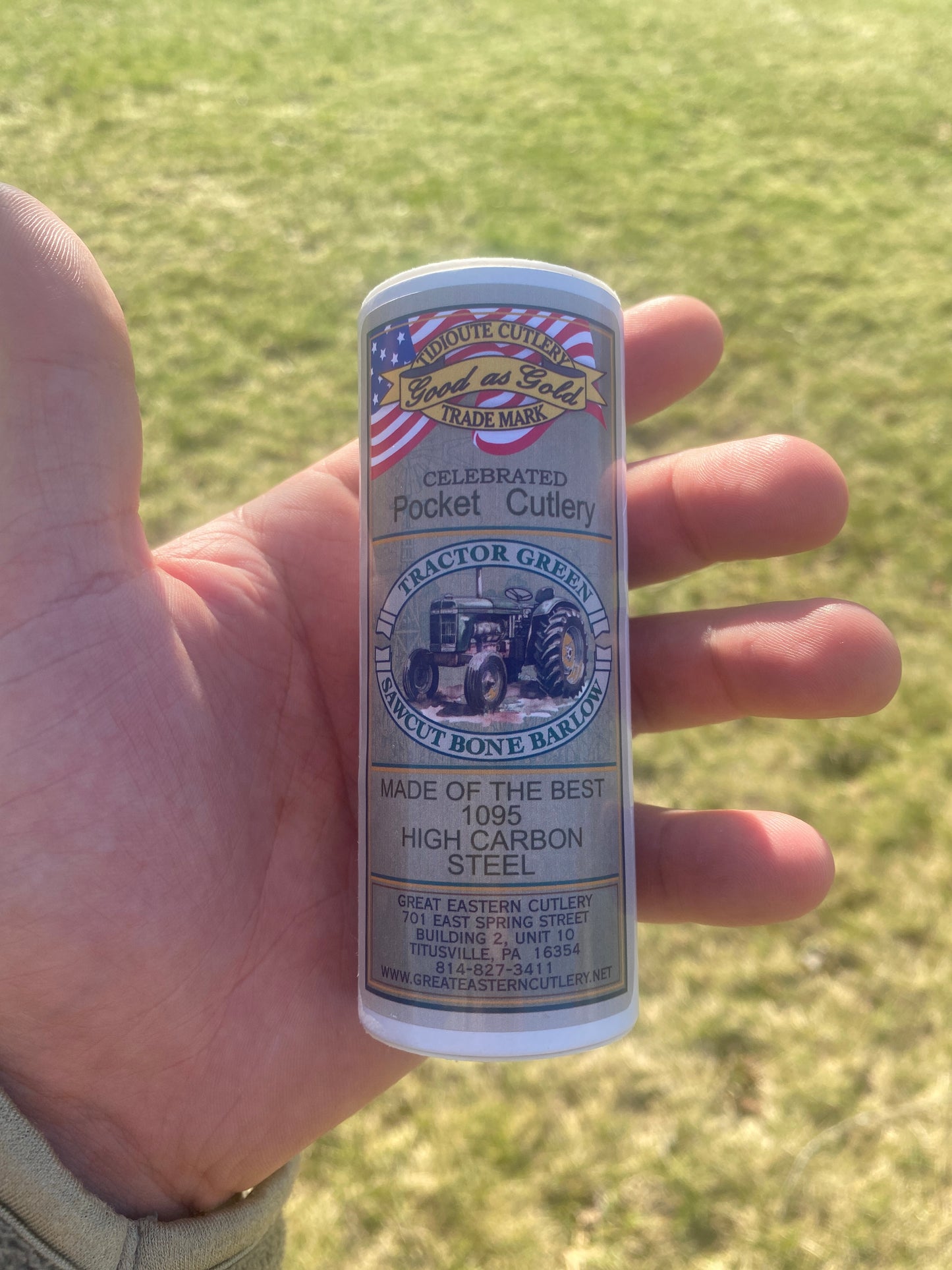 ~Discontinued~ Great Eastern Cutlery #153124 Tidioute Cutlery Sheepsfoot Barlow Tractor Green Sawcut Bone