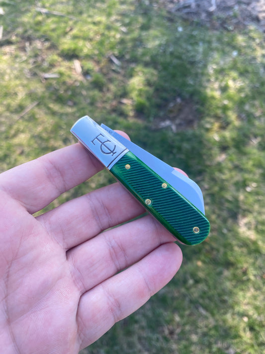 ~Discontinued~ Great Eastern Cutlery #153124 Tidioute Cutlery Sheepsfoot Barlow Tractor Green Sawcut Bone