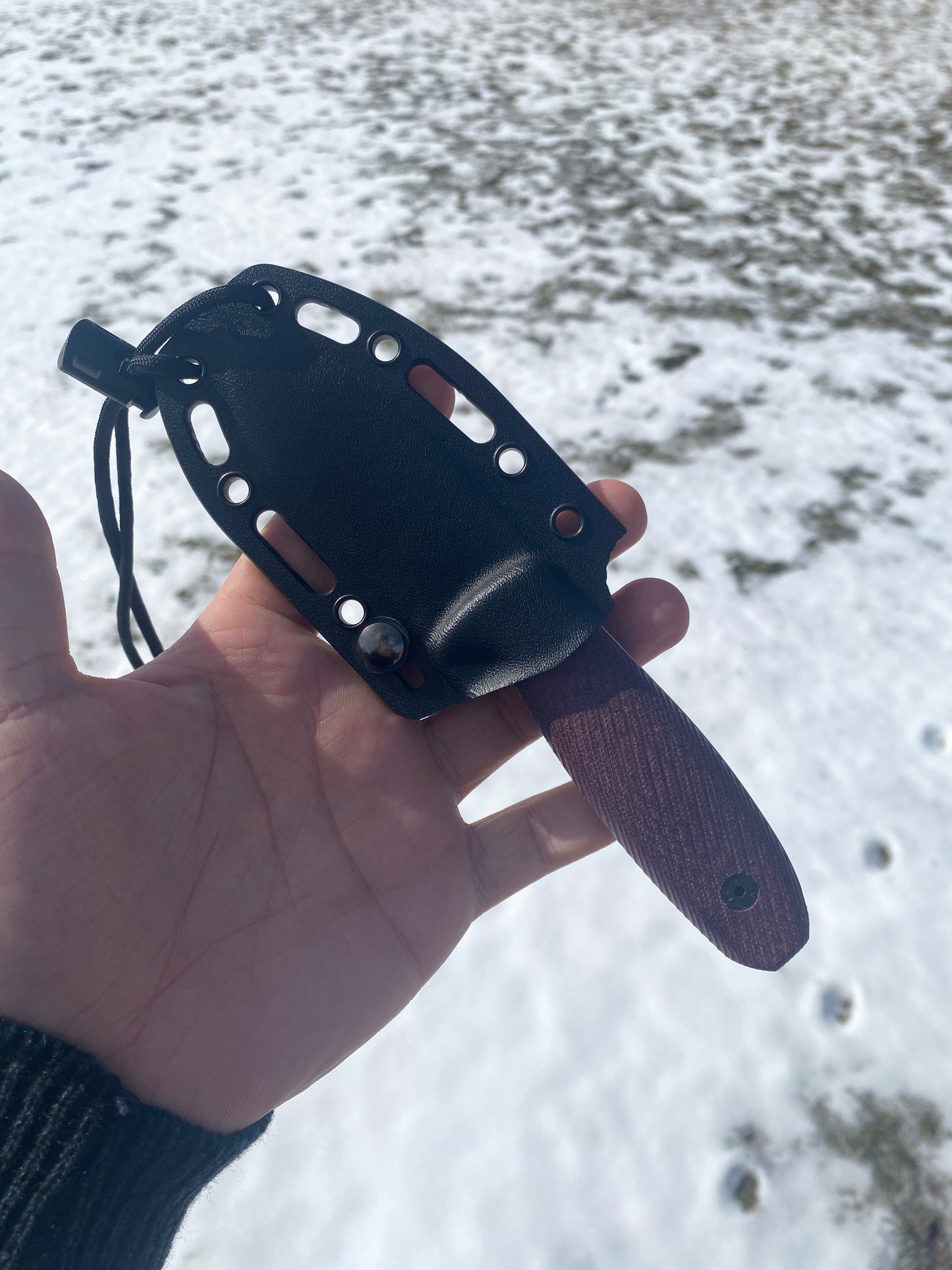 Architect Knives-AK3-MagnaCut Steel-Double Red Canvas Micarta Handle-Kydex Sheath w/ Slide Lock, Black-SLIM 3.3 Pocket Clip