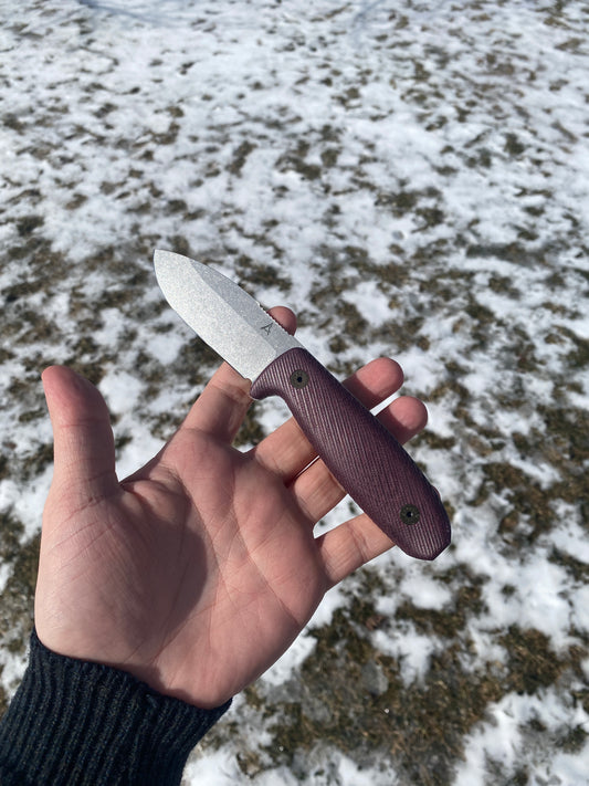 Architect Knives-AK3-MagnaCut Steel-Double Red Canvas Micarta Handle-Kydex Sheath w/ Slide Lock, Black-SLIM 3.3 Pocket Clip