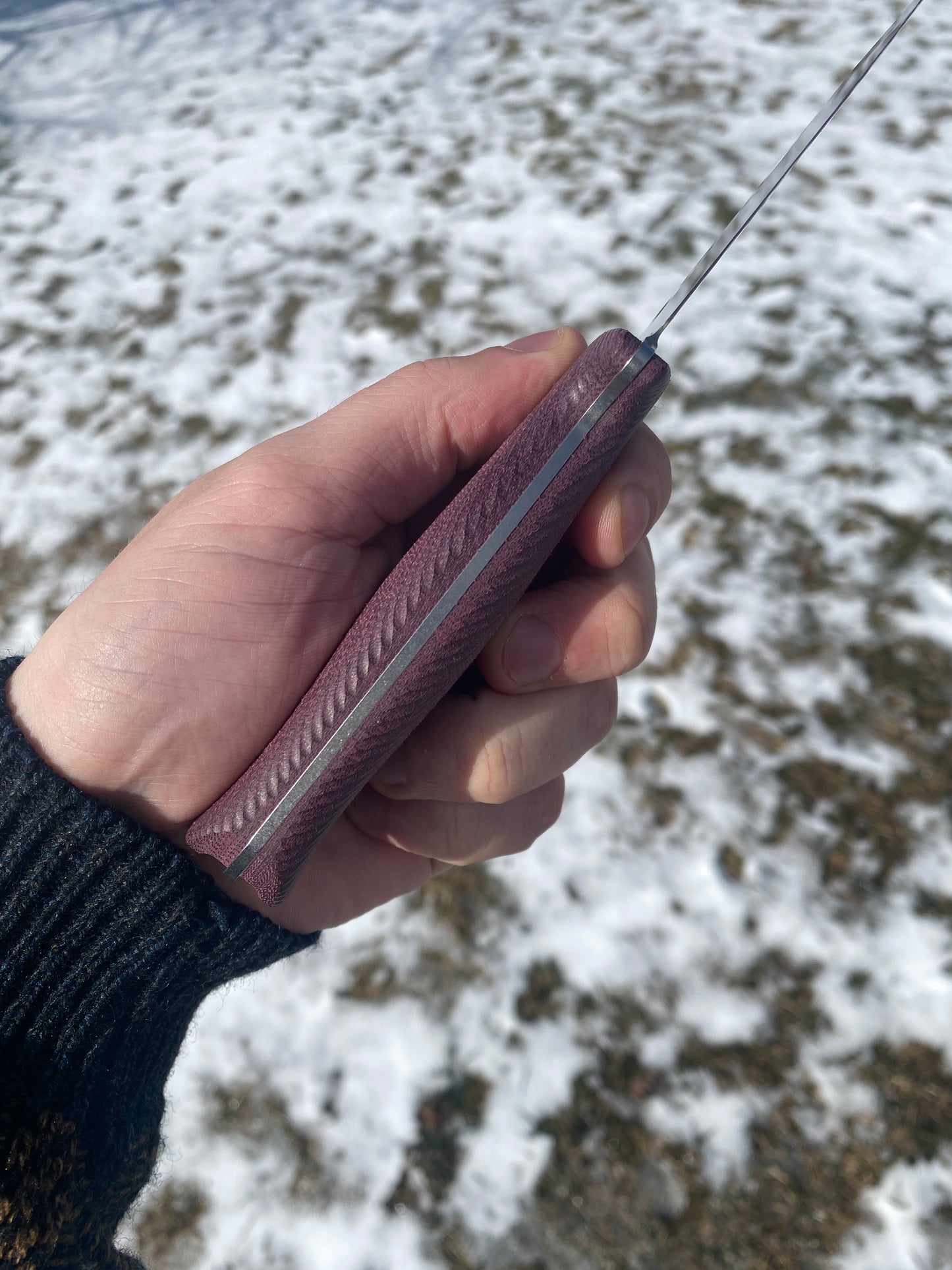 Architect Knives-AK3-MagnaCut Steel-Double Red Canvas Micarta Handle-Kydex Sheath w/ Slide Lock, Black-SLIM 3.3 Pocket Clip