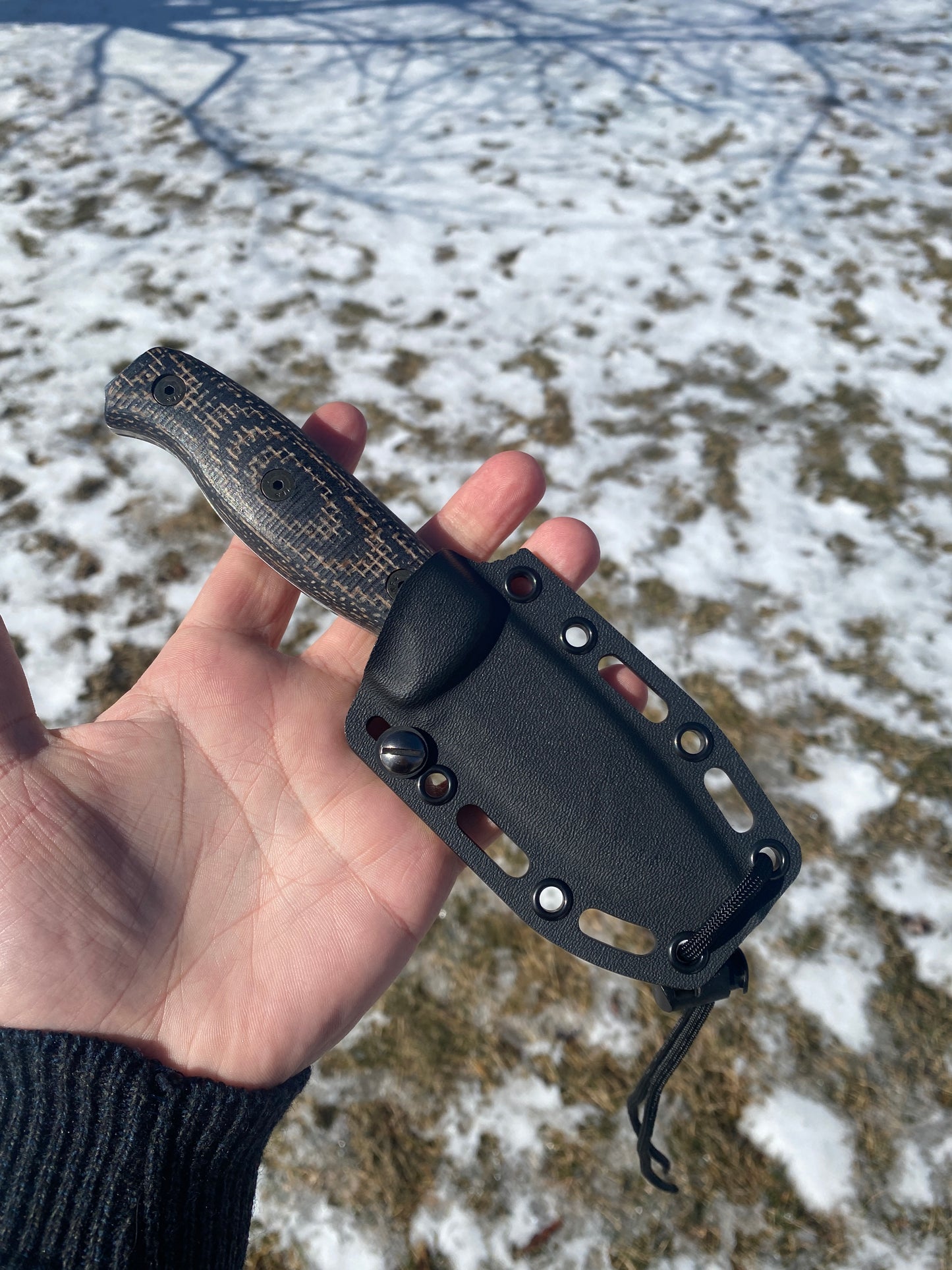Architect Knives-AK3.5-MagnaCut Steel-Black Linen Micarta w/ Brown Burlap Handle-Kydex Sheath w/ Slide Lock,Black-SLIM 3.3 Pocket Clip