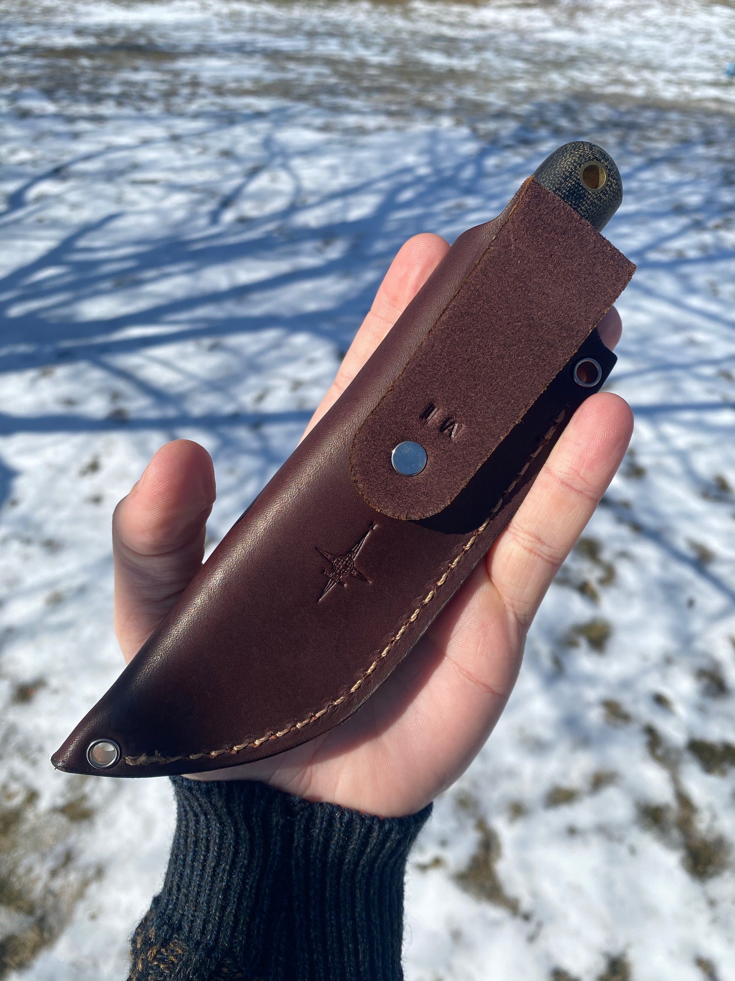 LTWK-Next Gen 3.3”-A2 Steel-Flat Grind-Black Micarta-Matte Finish-Brown Hip Sheath-Right Hand Carry