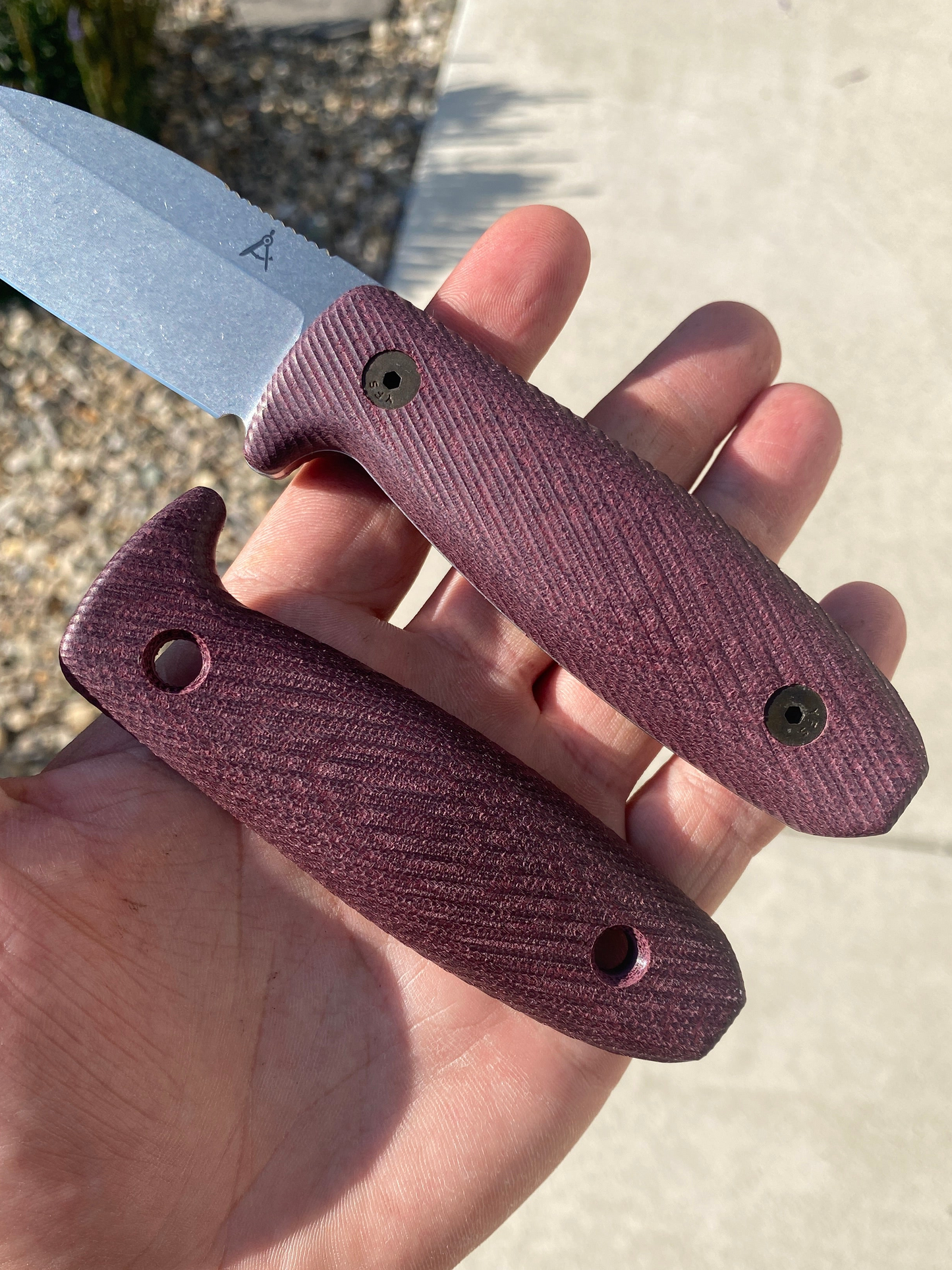 TNS: HANDLE FOR ARCHITECT KNIVES AK3 - DOUBLE RED CANVAS MICARTA￼